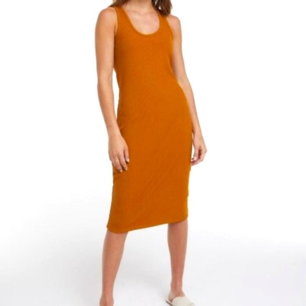 Reitmans Fitted Sleeveless Ribbed Racer Back Midi Almond Brown Dress Size XL